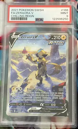 PSA 9 ZERAORA V #166 FULL ART 2021 POKEMON SWORD & SHIELD CHILLING REIGN - Image 1