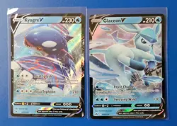 2x Pokemon TCG Crown Zenith: Kyogre V (037/159) + Glaceon V (038/159) - NM - Image 1