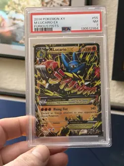 M LUCARIO EX 113/111 ULTRA RARE FURIOUS FISTS POKEMON PSA 7 - Image 1