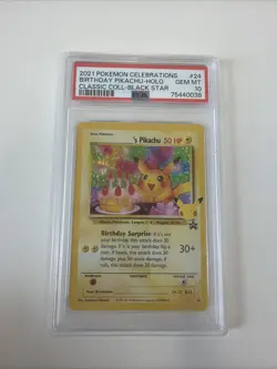 PSA 10 Birthday Pikachu Holo 24 Celebrations Classic Collection Pokemon - Image 1