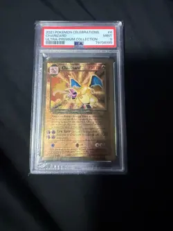 PSA 9 Gold Metal Charizard Pokemon Celebrations Ultra Premium Collection #4 MINT - Image 1