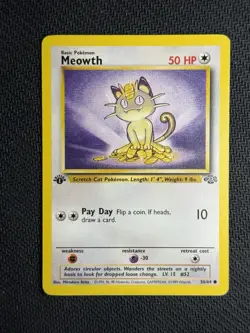 Pokemon Card Meowth 56/64 1st Edition 1999 VTG WOTC Wizard LP - Image 1