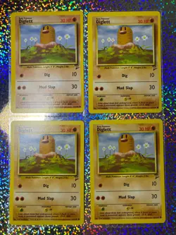 2000 Pokemon TCG Base Set 2 Regular Non-Holo 71/130 Diglett (x4) - Image 1