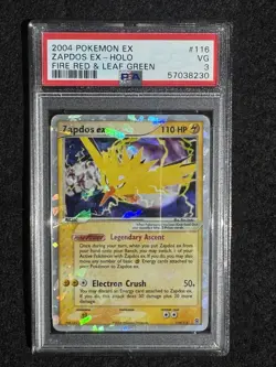 2004 POKEMON EX FIRE RED & LEAF GREEN #116 ZAPDOS EX-HOLO PSA 3 - Image 1