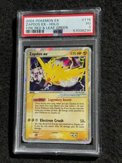 2004 POKEMON EX FIRE RED & LEAF GREEN #116 ZAPDOS EX-HOLO PSA 3 - Image 3