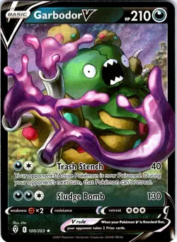Garbodor V 100/203 Holo V Rare Evolving Skies Pokemon Holo Near Mint - Image 1