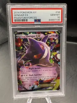 2014 POKEMON XY PHANTOM FORCES #34 GENGAR EX PSA 10 GEM MiNT - Image 1