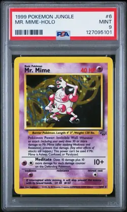 1999 Pokemon Jungle Mr. Mime Holo Rare 6/64 PSA 9 Unlimited WOTC - Image 1