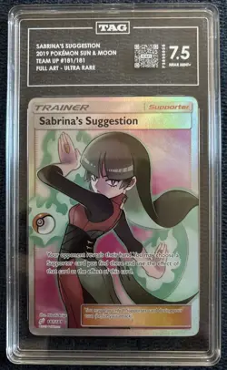 Pokemon TCG Sun & Moon Sabrina's Suggestion Ultra Rare Full Art 181/181 TAG 7.5 - Image 1
