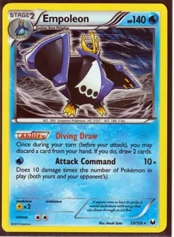 2012 POKEMON EMPOLEON 29/108 DARK EXPLORERS - HOLO- RARE - NM - Image 1