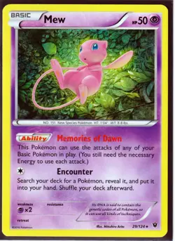 2016 POKEMON MEW 29/124 FATES COLLIDE-RARE- HOLO-NM/LP (Excellent) - Image 1