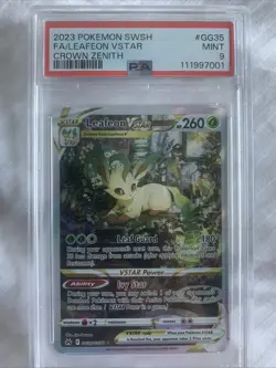 Leafeon VSTAR GG35/GG70 Holo Pokemon Crown Zenith Galarian Gallery Mint PSA 9 - Image 1