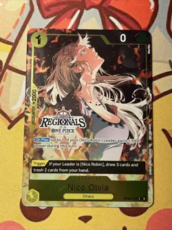One Piece CCG Nico Olivia Online Regionals 25-26 Op09-016 NM English - Image 1