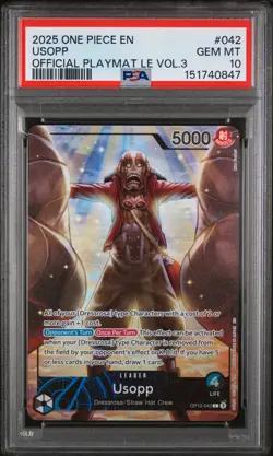 2025 ONE PIECE PROMOS OFFICIAL PLAYMAT LIMITED EDITION VOL.3 #042 USOPP PSA 10 - Image 1