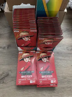 One Piece OP-13 Carrying on His Will Sleeved Booster Pack Lot of 50 - Image 1