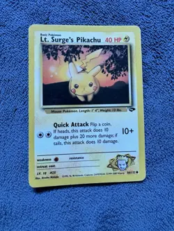 Lt. Surge's Pikachu 84/132 Gym Challenge Common Unlimited Pokemon Card HP - Image 1