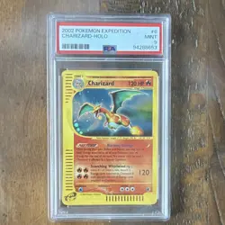 2002 Pokemon Card Expedition Base # 6/165 Charizard Holo E-Reader PSA 9 Mint - Image 1