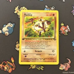 1st Edition Mankey 55/64 MP -Vintage Pokemon Card- Jungle (2z) - Image 1