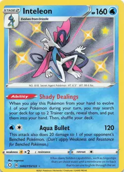 Inteleon SV027/SV122 Shiny Rare Shining Fates Shiny Vault Pokemon Near Mint - Image 1