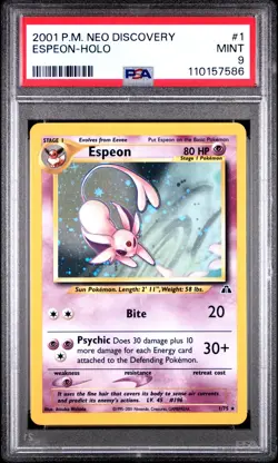 Pokemon PSA 9 Espeon #1 Holo Neo Discovery 2001 English - Image 2