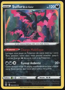 Carte Pokemon Sulfura de Galar 093/203 Holo Evolution Celeste Francais - Image 1