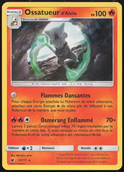 Carte Pokemon Ossatueur d'Alola 12/111 Invasion Carmin HOLO Francais - Image 1