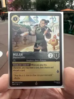 DISNEY PARKS EXCLUSIVE Mulan Disguised Soldier Lorcana Magical Places FOIL PROMO - Image 1