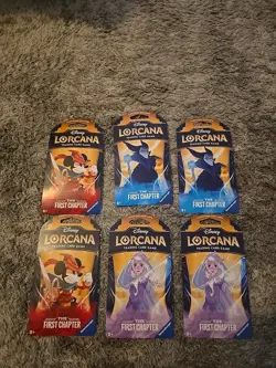 Disney Lorcana First Chapter Sleeved Booster Pack Art Bundle Lot of 6 Mickey - Image 1