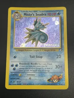 MISTY'S SEADRA Prerelease Pokemon Card - WOTC - Gym Heroes - 9/132 - HOLO NM (A) - Image 3
