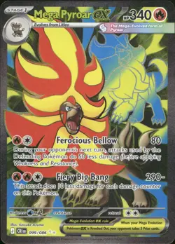 Mega Pyroar ex 099/086 Ultra Rare ME04: Chaos Rising Pokemon Near Mint - Image 1