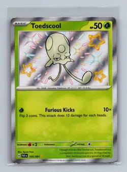 TOEDSCOOL 105/091 SHINY RARE PALDEAN FATES POKEMON NEAR MINT TOEDSCOOL - Image 1