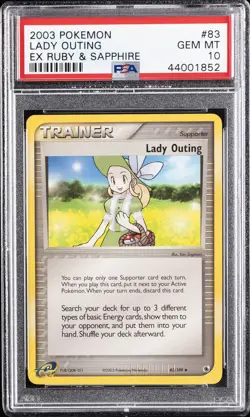 2003 POKEMON EX RUBY & SAPPHIRE #83 LADY OUTING PSA 10 - Image 1