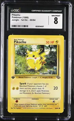 1999 Pokemon Jungle Pikachu 60/64 1st Edition CGC 8 - Image 1