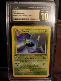 1999 POKEMON FOSSIL 1ST EDITION #34 GOLBAT CGC 10 - Image 1