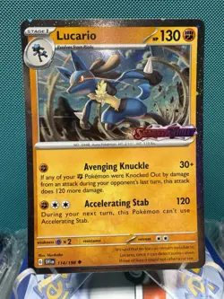Pokemon 114/198 Lucario Cosmo Foil Stamped NM Promo - Image 1