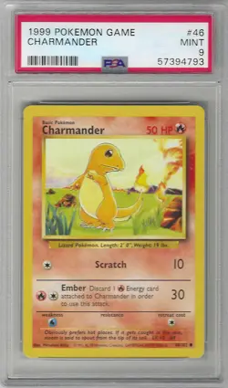 PSA 9 MINT 1999 Pokemon Base Set Unlimited Charmander #46/102 Common Card 🔥 - Image 1