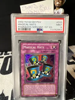 2002 Super Rare 1st First Edition Magical Hats Yugioh Card PSA 9 Mint - Image 1