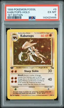 1999 Pokemon Fossil Kabutops Holo 1st Edition #9/62 – PSA 6 (NM) - Image 5