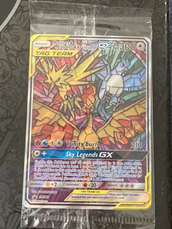 Pokemon TCG Moltres Zapdos Articuno GX SM210 Stained Glass Promo Card Sealed - Image 1