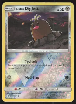 Alolan Diglett 86/149 Common SM Base Set Pokemon Reverse Holo Lightly Played - Image 1