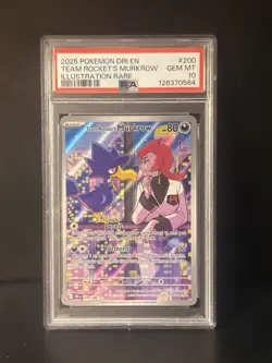 Pokemon Team Rocket's Murkrow 200/182 Sv10 Destined Rivals IR Holo PSA 10 - Image 2