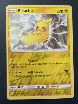 Pikachu Pokemon TCG Sun & Moon Reverse Holo - Cosmic Eclipse 66/236 NM 2019 - Image 1