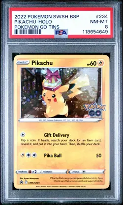 Pikachu Holo 2022 Pokemon Go Tins Swsh Black Star Promo BSP #234 PSA 8 - Image 1