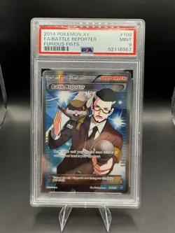 2014 Pokemon XY Furious Fists Full Art Battle Reporter PSA 9 - Image 1