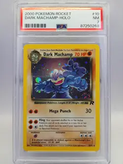 Pokemon TCG Team Rocket Dark Machamp 10/82 Holo Unlimited 2000 ENG PSA 7 SWIRL - Image 1