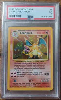 Pokemon TCG Charizard Holo Rare Card Base Set, PSA 5, 4/102 - Image 1