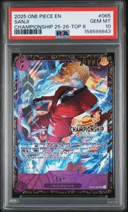2025 ONE PIECE PROMOS CHAMPIONSHIP 25-26-TOP 8 #065 SANJI PSA 10 - Image 1