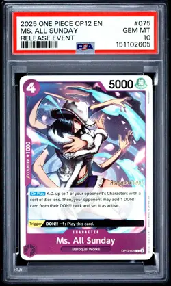 PSA 10 2025 ONE PIECE OP12 LEGACY OF THE MASTER 075 MS. ALL SUNDAY RELEASE EVENT - Image 1