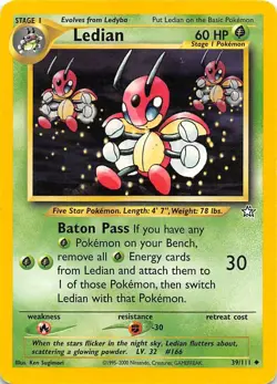 LEDIAN 39/111 - Neo Genesis - VINTAGE WOTC Pokemon Card - Unlimited - NM/LP - Image 1