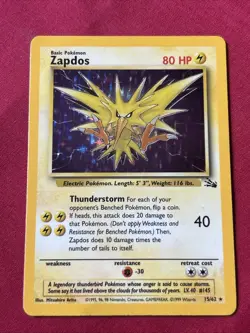 Zapdos 15/62 Holo Shiny Card Excellent Condition Pokemon (T8) - Image 2